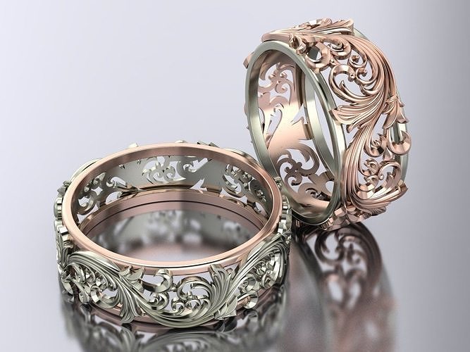 openwork wedding rings 3D print model 3D print model