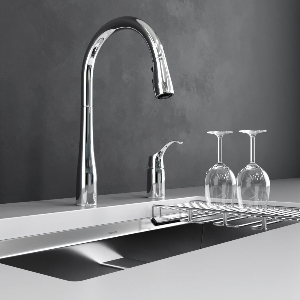 Under-mount kitchen sink 8 Degree 3D model_3