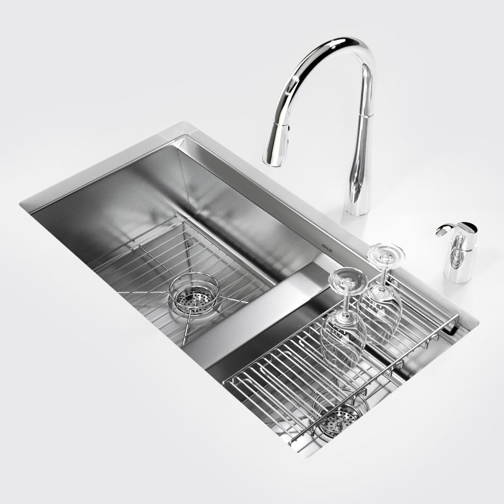 Under-mount kitchen sink 8 Degree 3D model_2