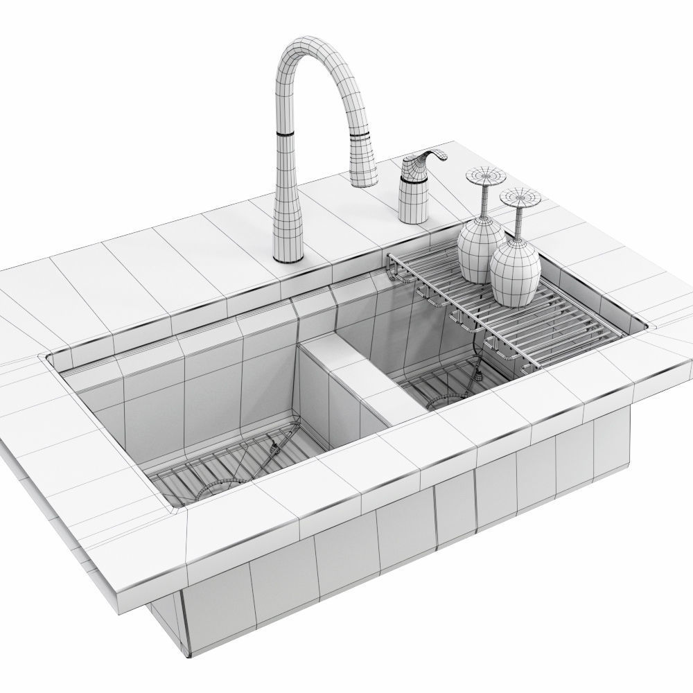 Under-mount kitchen sink 8 Degree 3D model_4