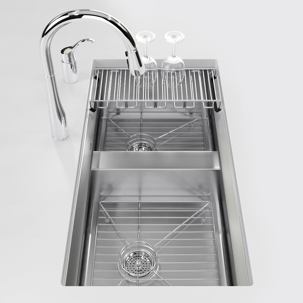 Under-mount kitchen sink 8 Degree 3D model_1