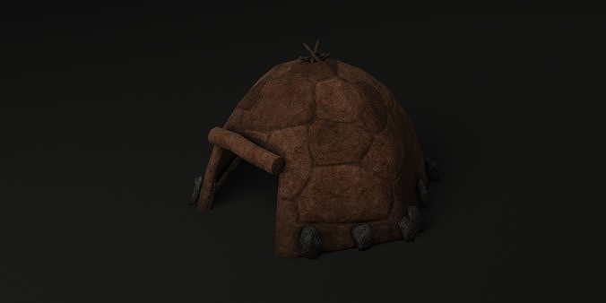 Neanderthal paleolithic primitive  fortified settlement Low-poly 3D model 4