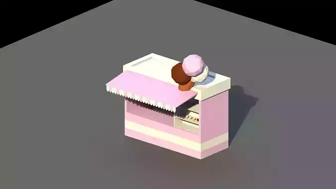 Low Poly Ice Cream Stand