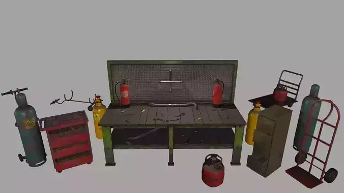 Garage set of wrenches Low-poly 3D model