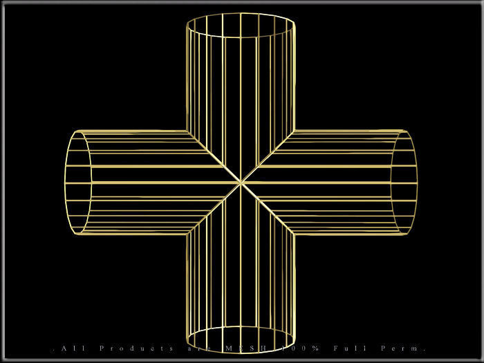 Wire Pipe Cross - Joint  Low-poly 3D model_5