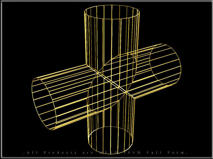 Wire Pipe Cross - Joint  Low-poly 3D model_6