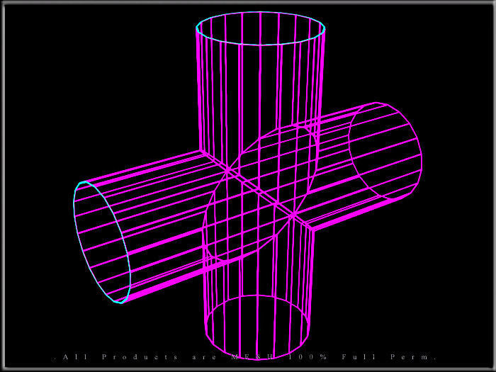 Wire Pipe Cross - Joint  Low-poly 3D model_7
