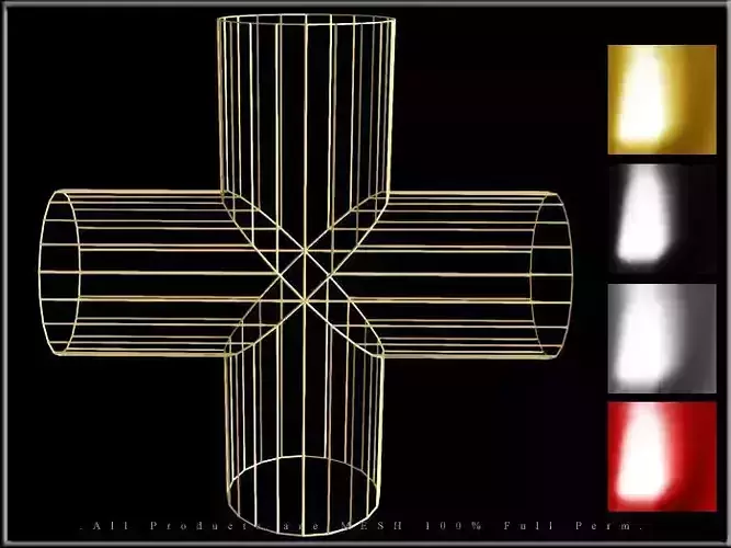 Wire Pipe Cross - Joint  Low-poly 3D model