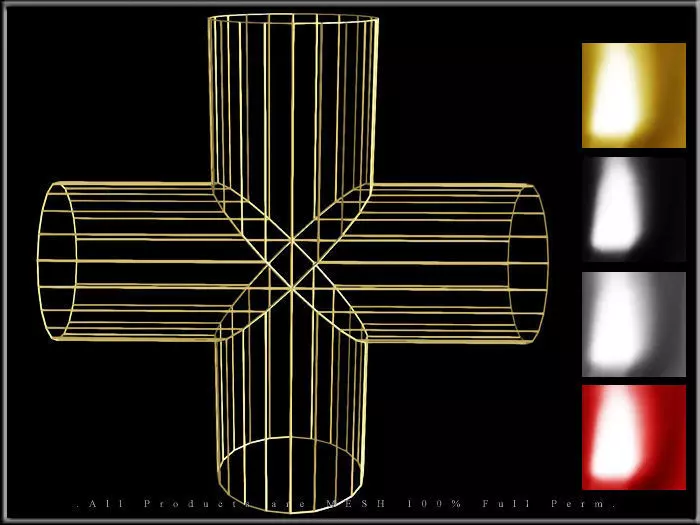 Wire Pipe Cross - Joint  Low-poly 3D model_0