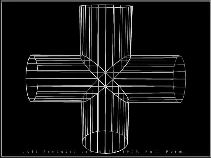 Wire Pipe Cross - Joint  Low-poly 3D model_1