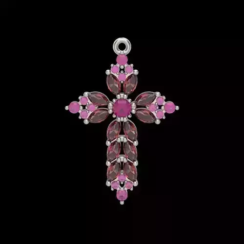 Pendant Cross with gems 3dm stl