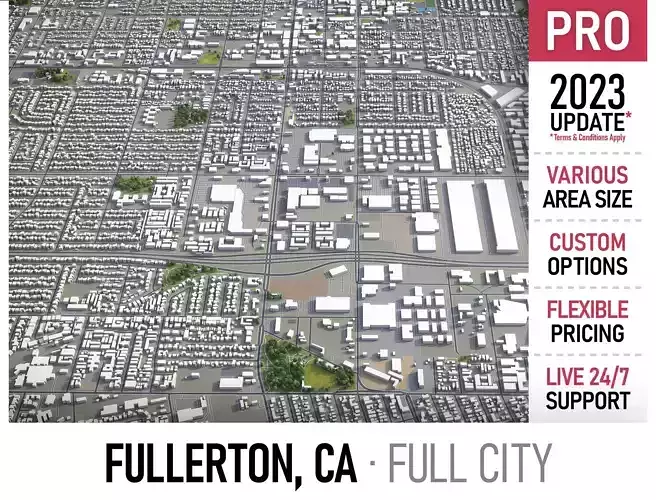 Fullerton  Low-poly 3D model