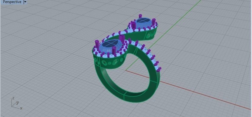 Pear-shaped Rubies and Diamonds Ring 3D print model_13