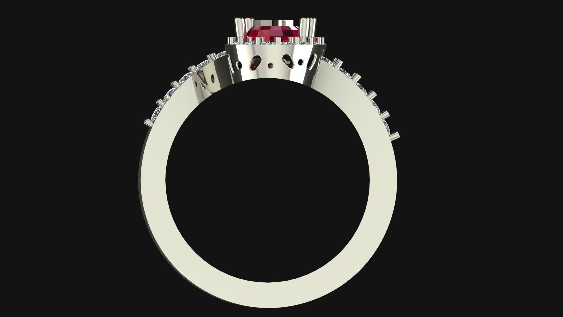 Pear-shaped Rubies and Diamonds Ring 3D print model_5