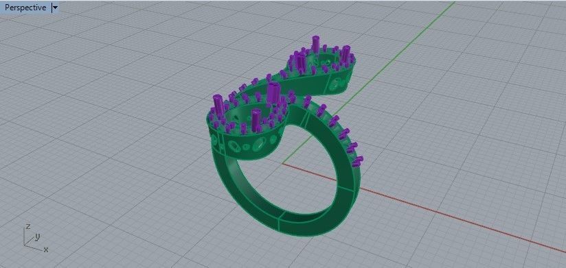 Pear-shaped Rubies and Diamonds Ring 3D print model_17