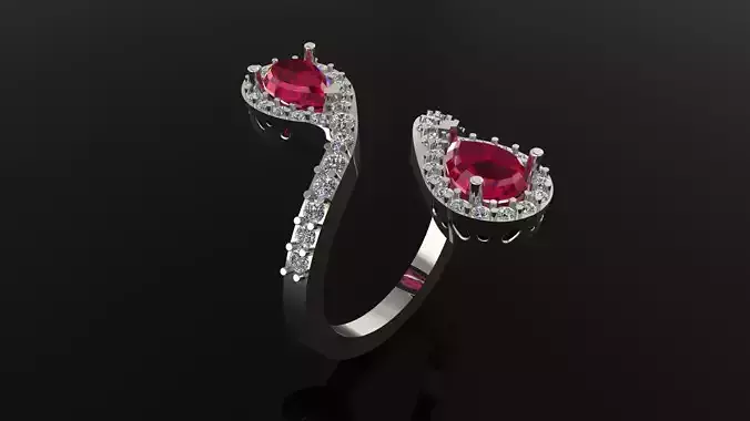 Pear-shaped Rubies and Diamonds Ring
