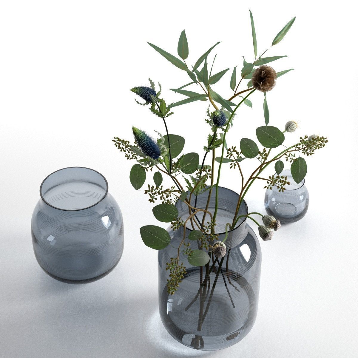 Omaggio Vases with Flowers 3D model_1