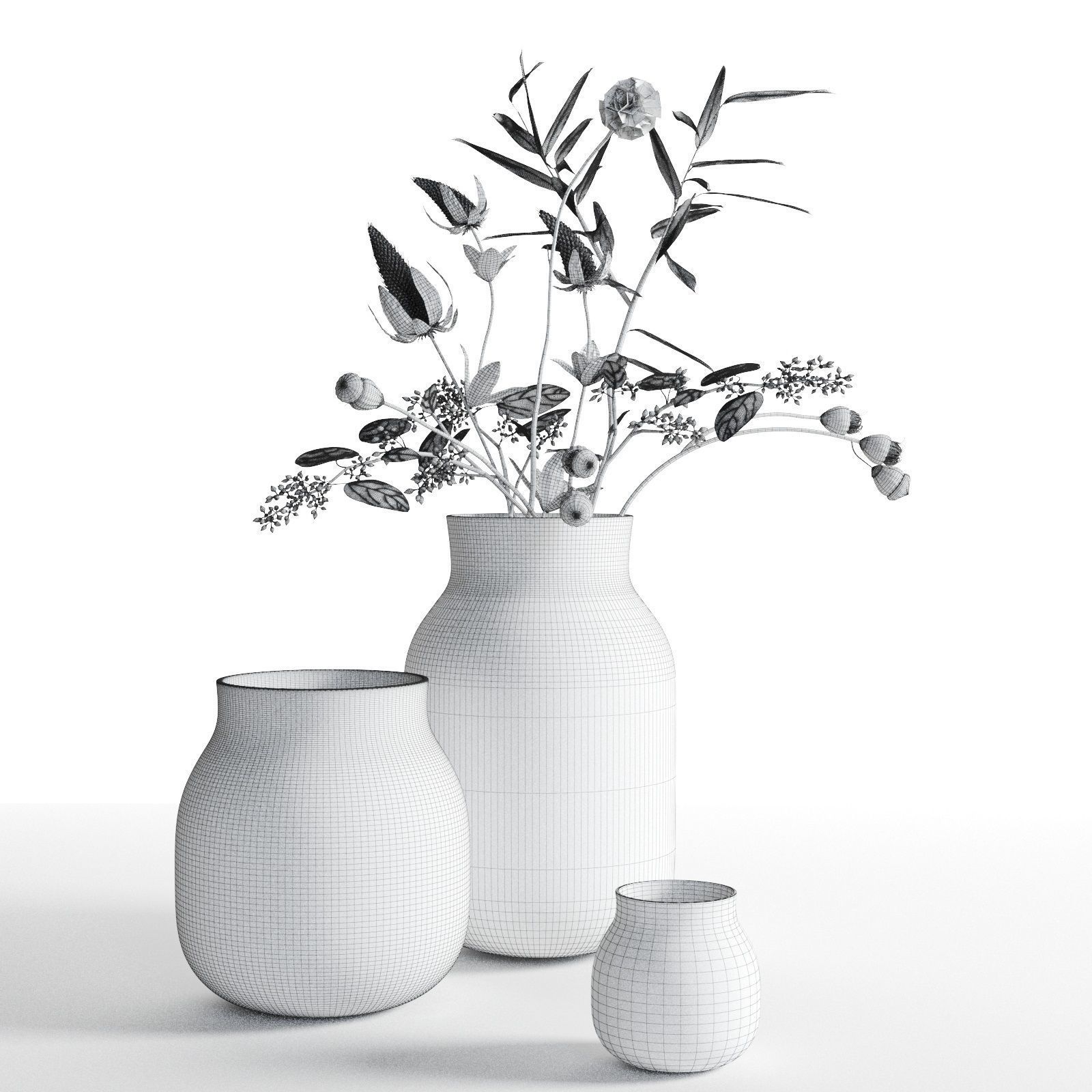Omaggio Vases with Flowers 3D model_3