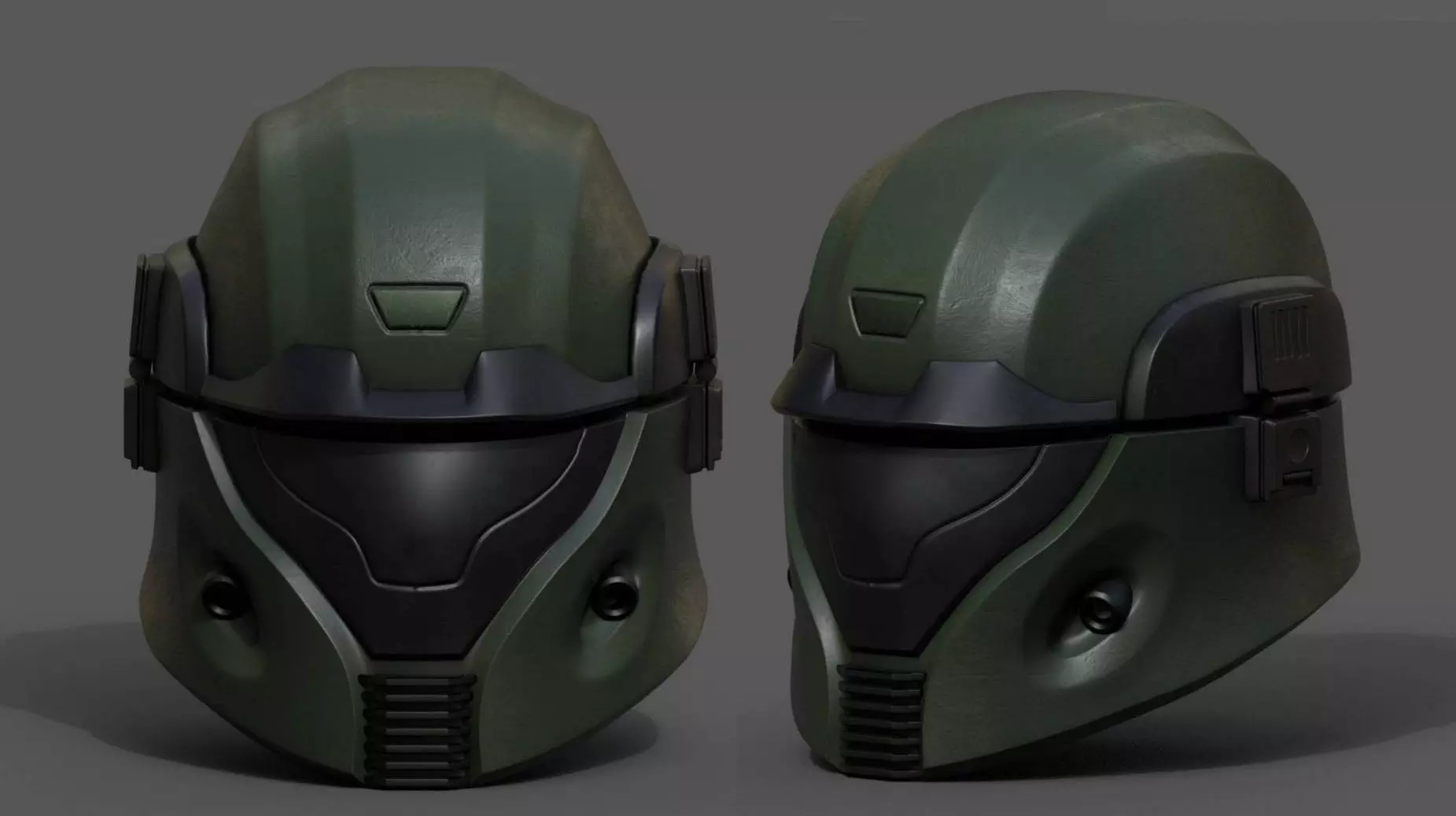 Helmet scifi military combat cyborg robot armor protection  Low-poly 3D model_0