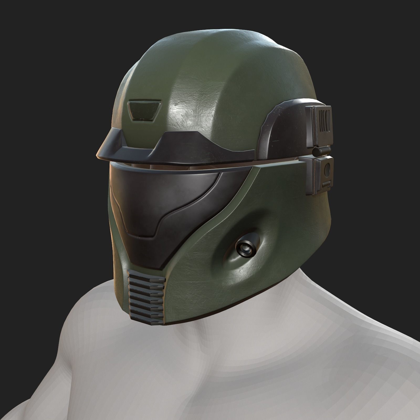 Helmet scifi military combat cyborg robot armor protection  Low-poly 3D model_8