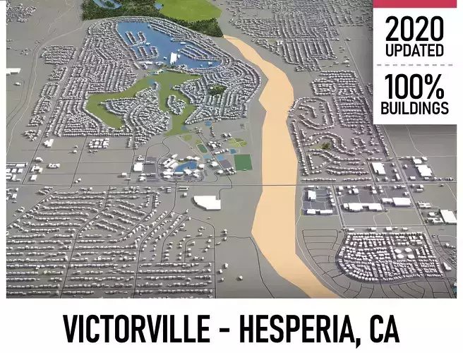 Victorville - Hesperia - 3D City Model Low-poly 3D model