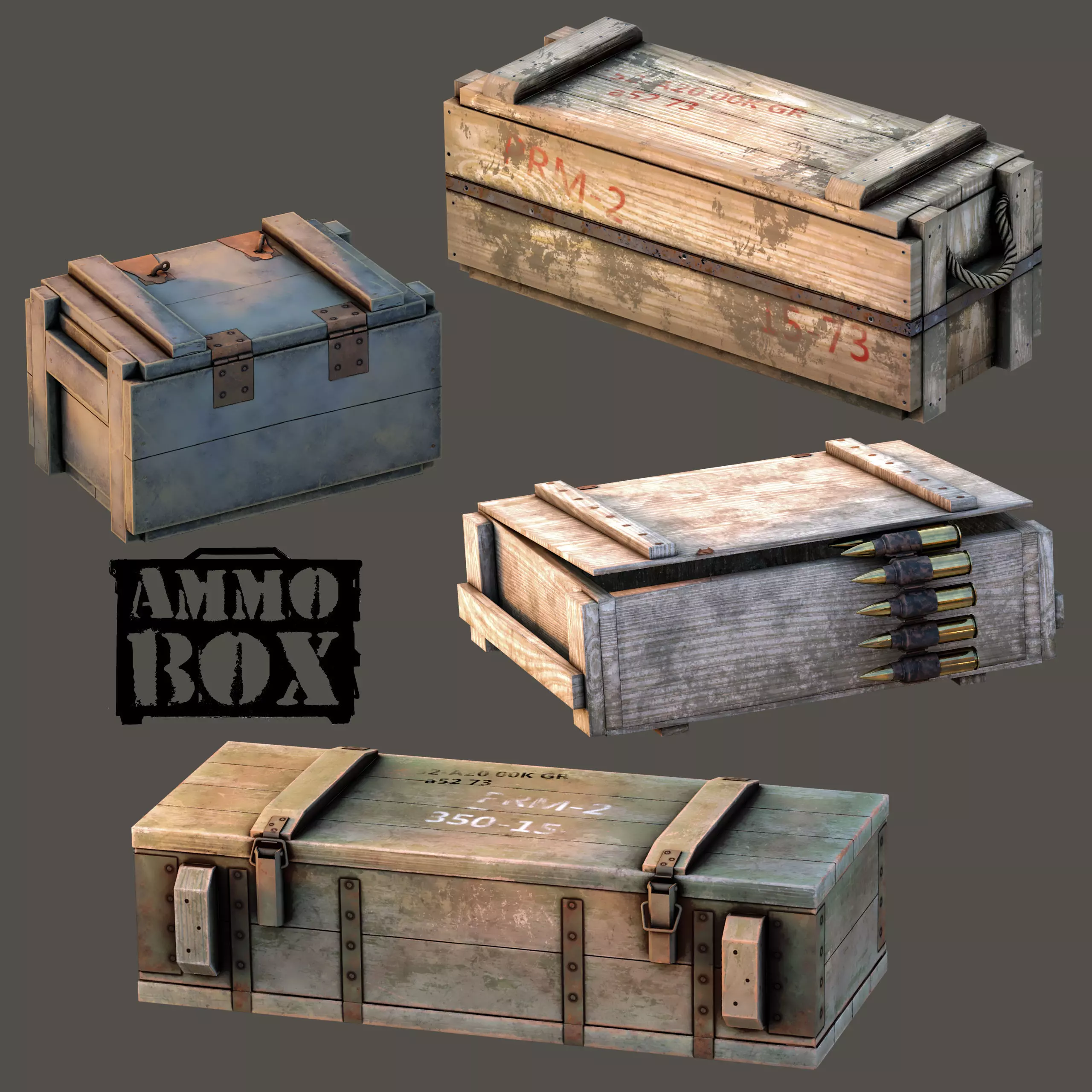 Ammobox wooden Low-poly 3D model
