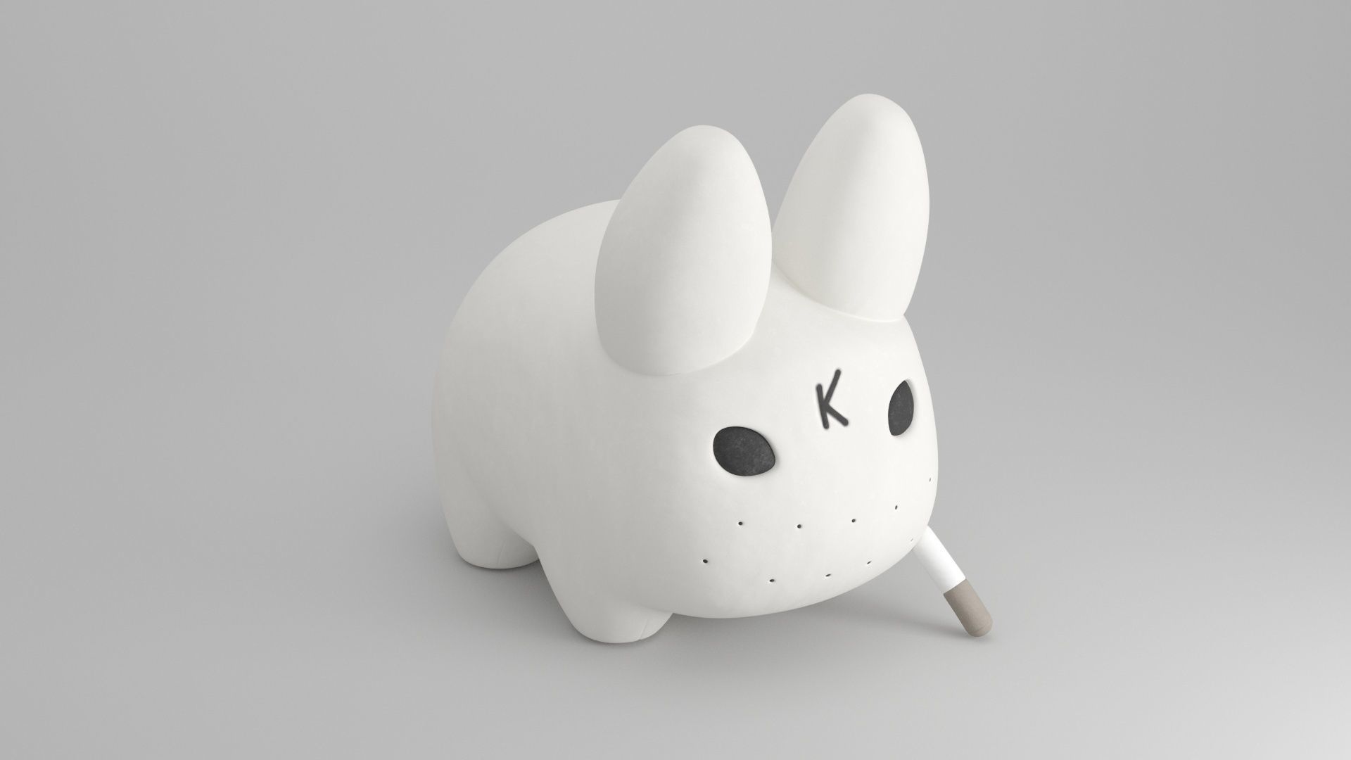 KIDROBOT SMORKIN LABBIT WHITE 14 INCH PLUSH BY FRANK KOZIK 3D model_1