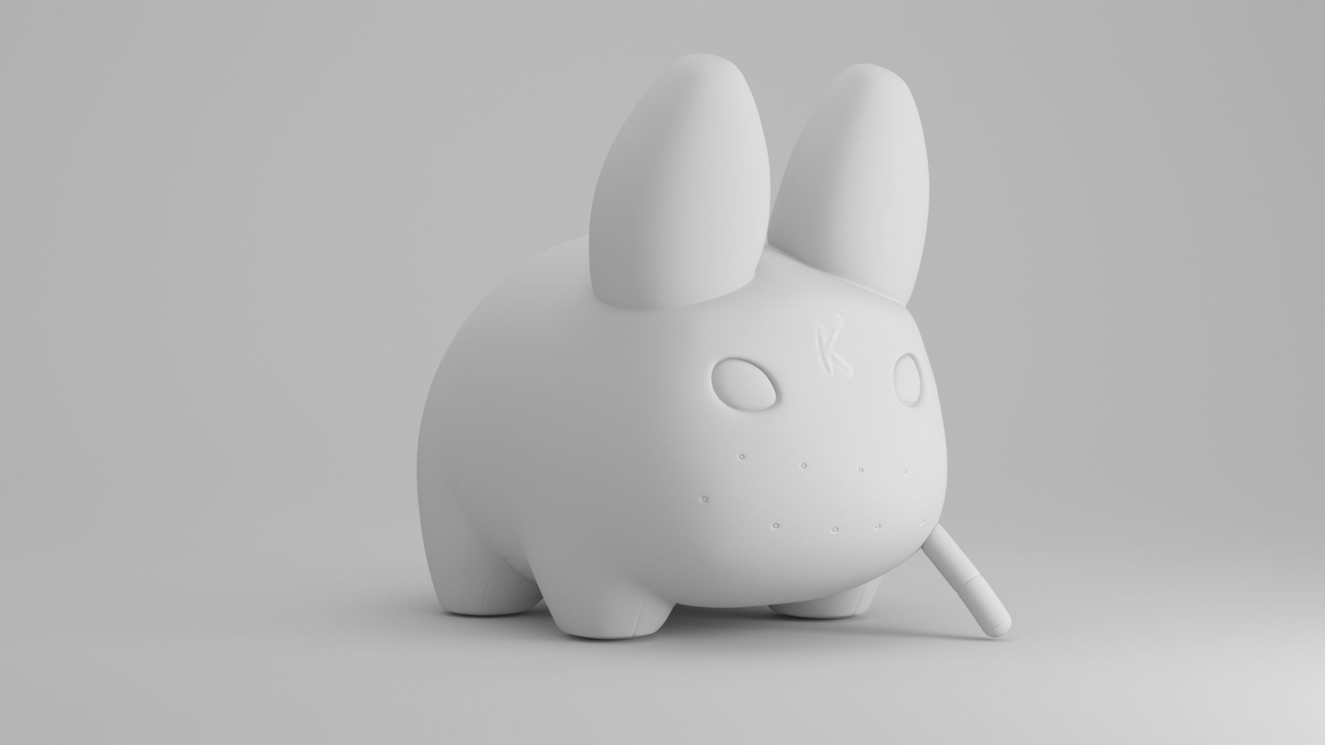 KIDROBOT SMORKIN LABBIT WHITE 14 INCH PLUSH BY FRANK KOZIK 3D model_15