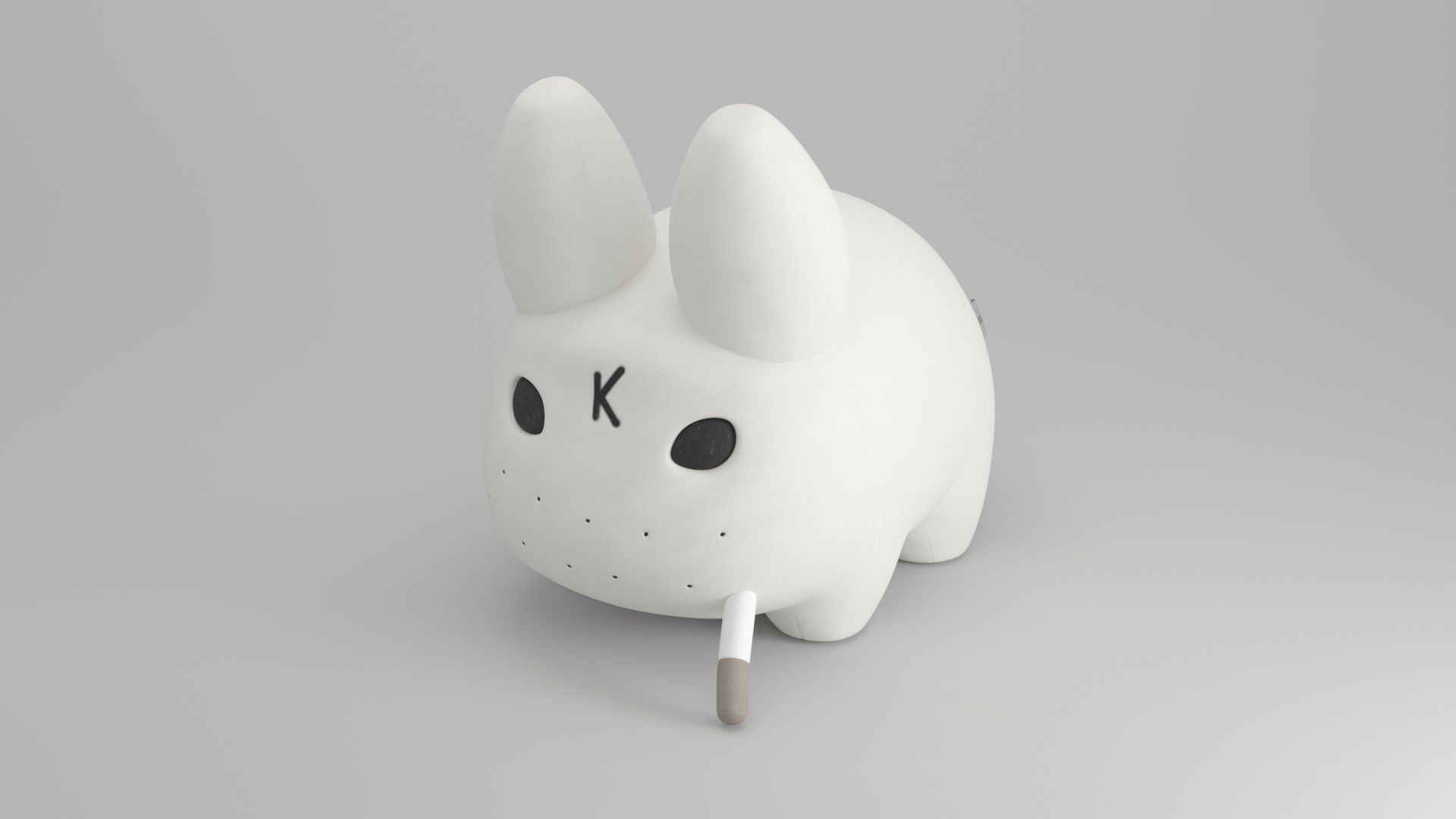 KIDROBOT SMORKIN LABBIT WHITE 14 INCH PLUSH BY FRANK KOZIK 3D model_14