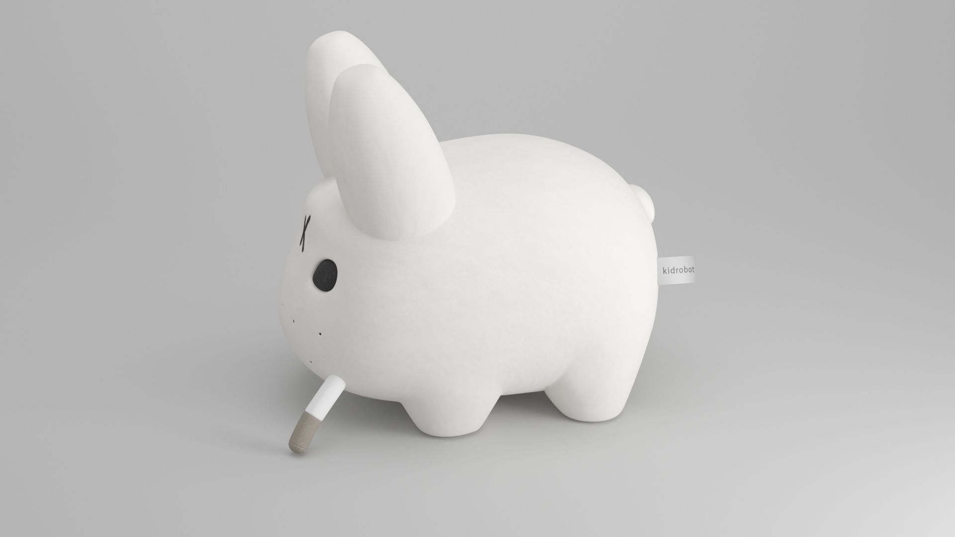 KIDROBOT SMORKIN LABBIT WHITE 14 INCH PLUSH BY FRANK KOZIK 3D model_5