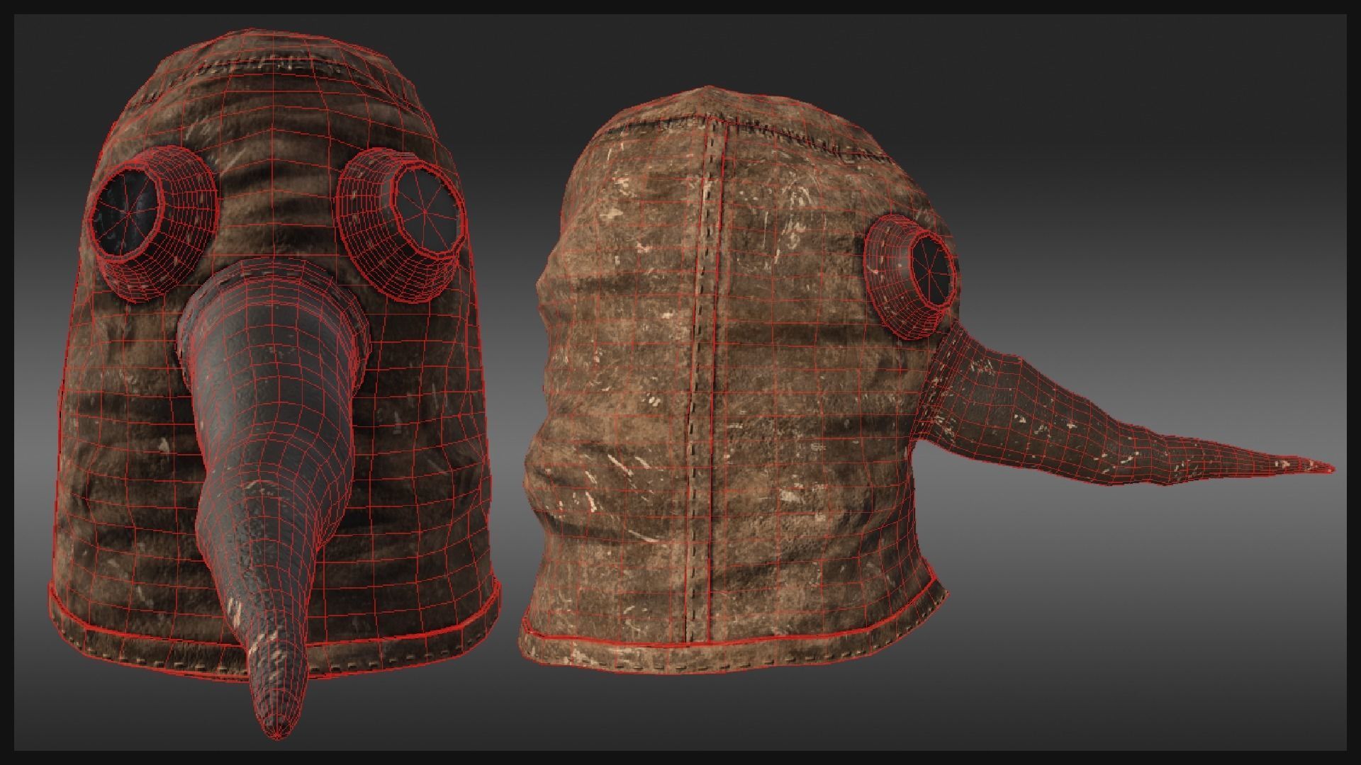 Vintage Plague Doctor Mask Low-poly 3D model_4