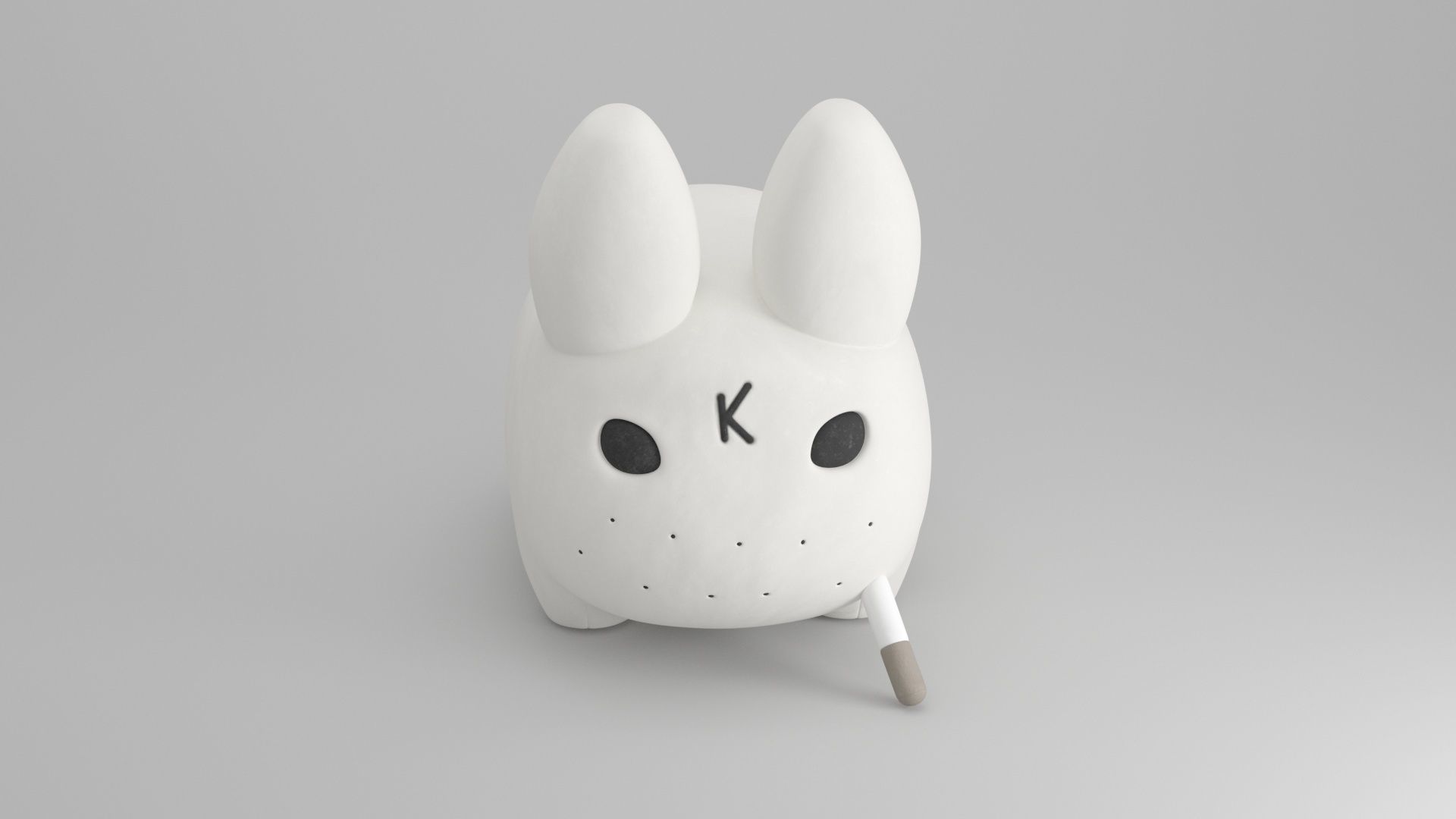KIDROBOT SMORKIN LABBIT WHITE 14 INCH PLUSH BY FRANK KOZIK 3D