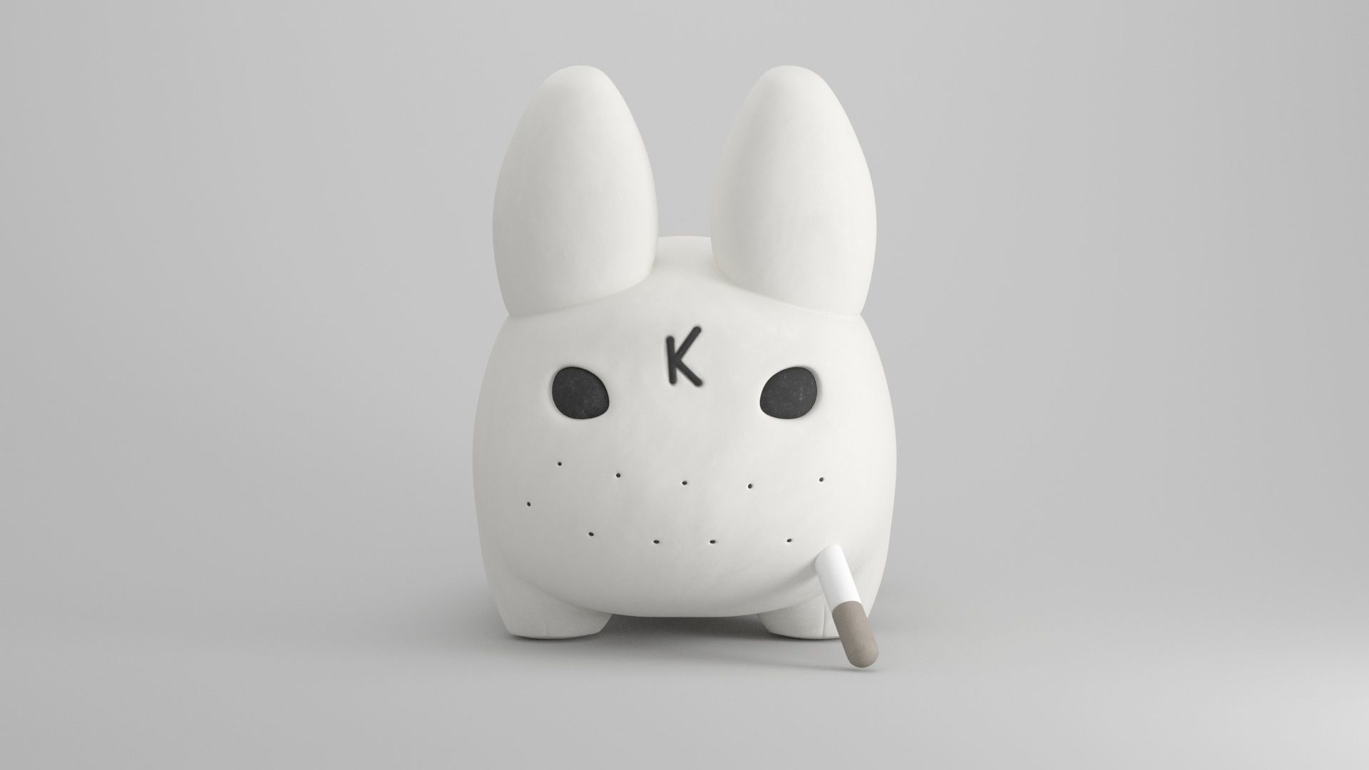 KIDROBOT SMORKIN LABBIT WHITE 14 INCH PLUSH BY FRANK KOZIK 3D