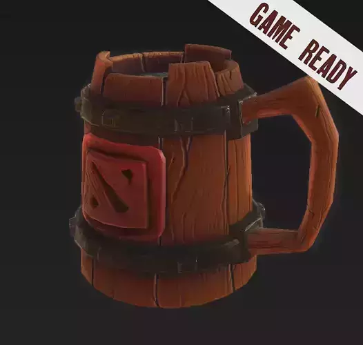 Wood Beer Mug Low Poly Game Ready Low-poly 3D model