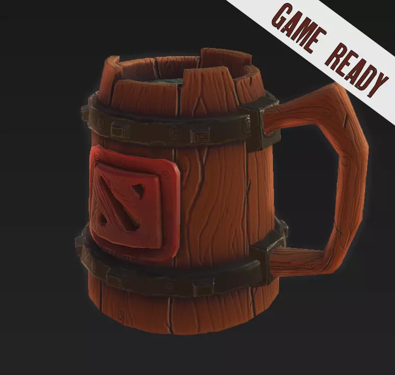 Wood Beer Mug Low Poly Game Ready Low-poly 3D model_0