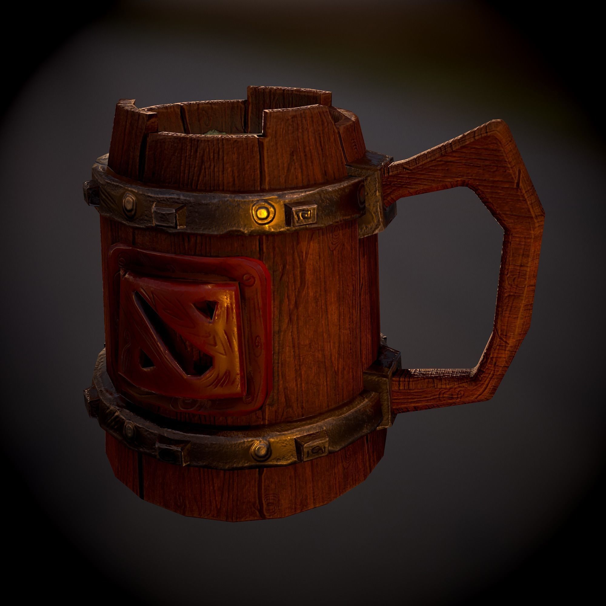 Wood Beer Mug Low Poly Game Ready Low-poly 3D model_4