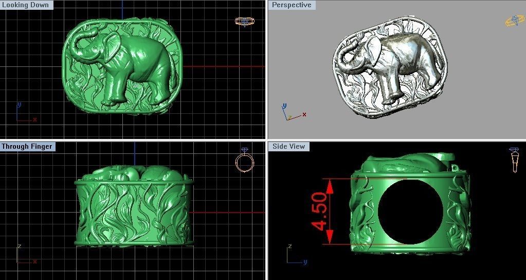 Gold Elephant Bead 3D print model_6