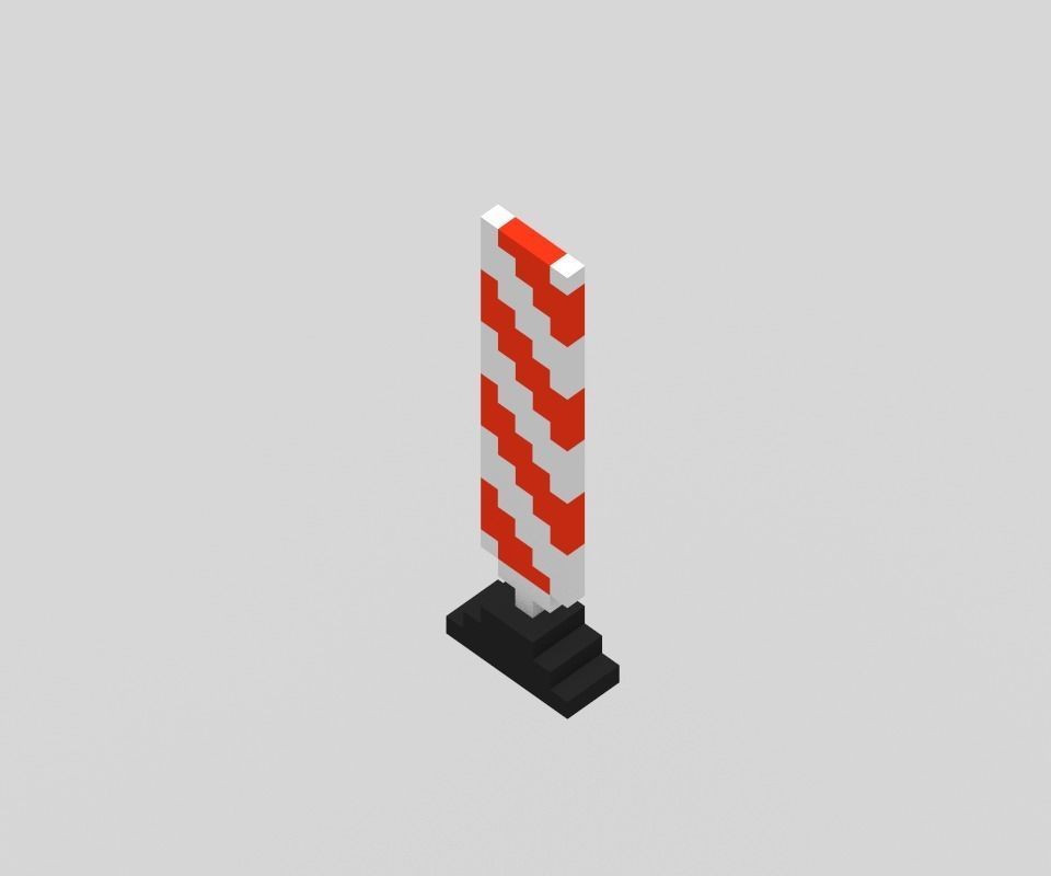 Voxel Road Sections And Signs Pack Low-poly 3D model_21