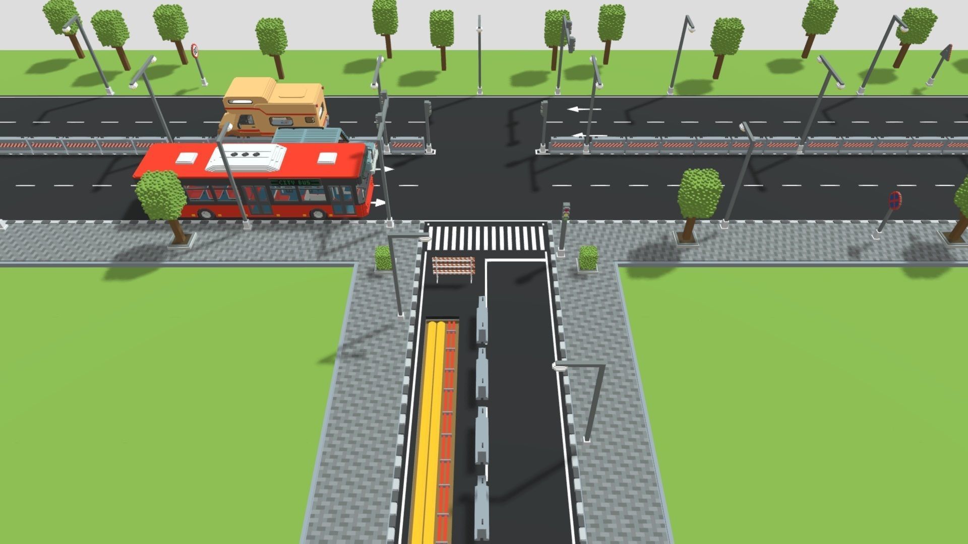 Voxel Road Sections And Signs Pack Low-poly 3D model_20