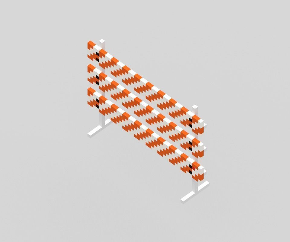 Voxel Road Sections And Signs Pack Low-poly 3D model_24