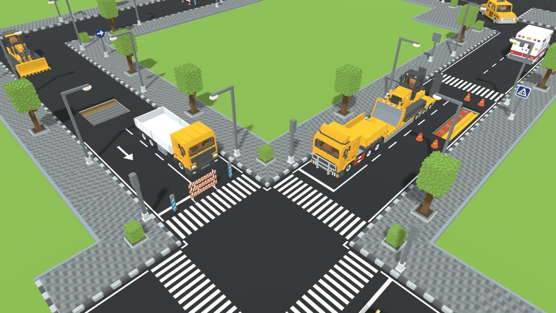 Voxel Road Sections And Signs Pack Low-poly 3D model_10