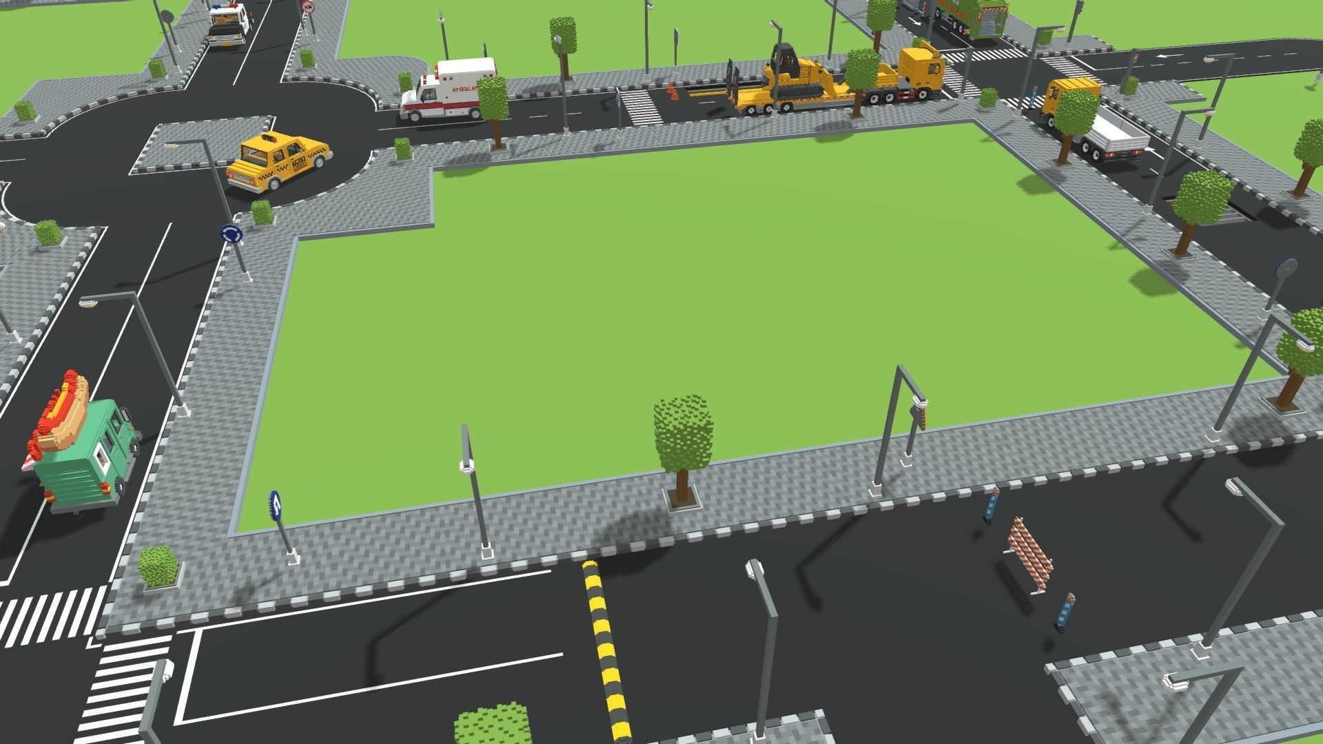 Voxel Road Sections And Signs Pack Low-poly 3D model_18