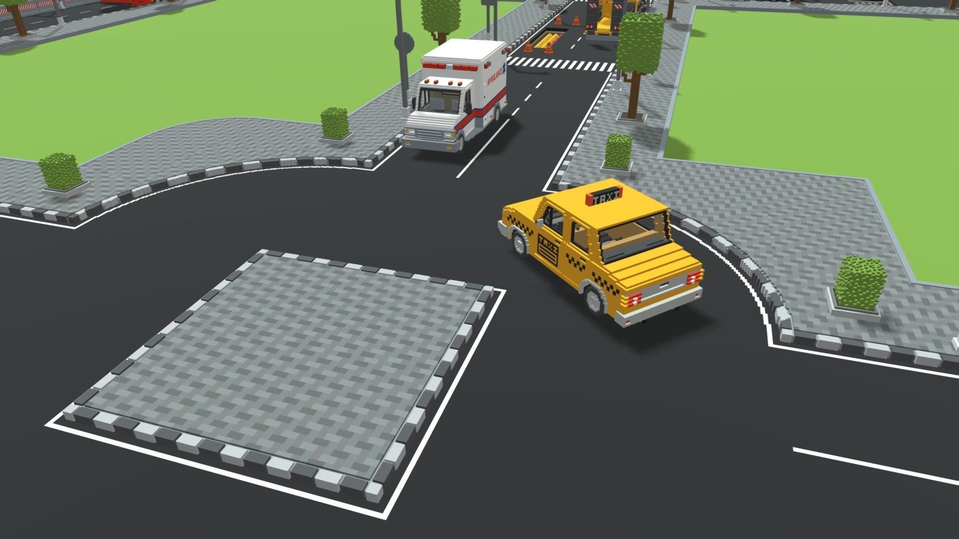 Voxel Road Sections And Signs Pack Low-poly 3D model_16