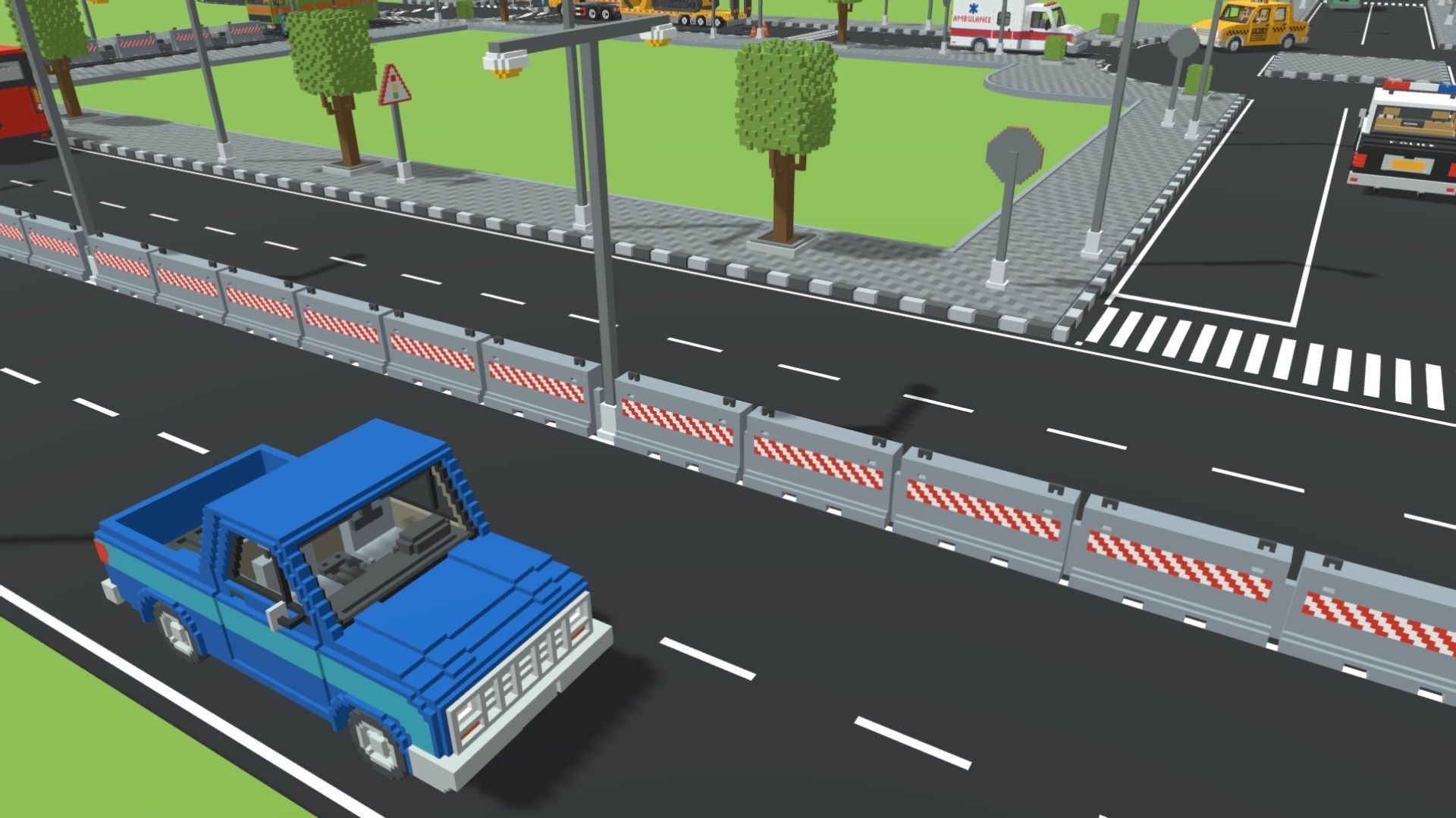 Voxel Road Sections And Signs Pack Low-poly 3D model_15