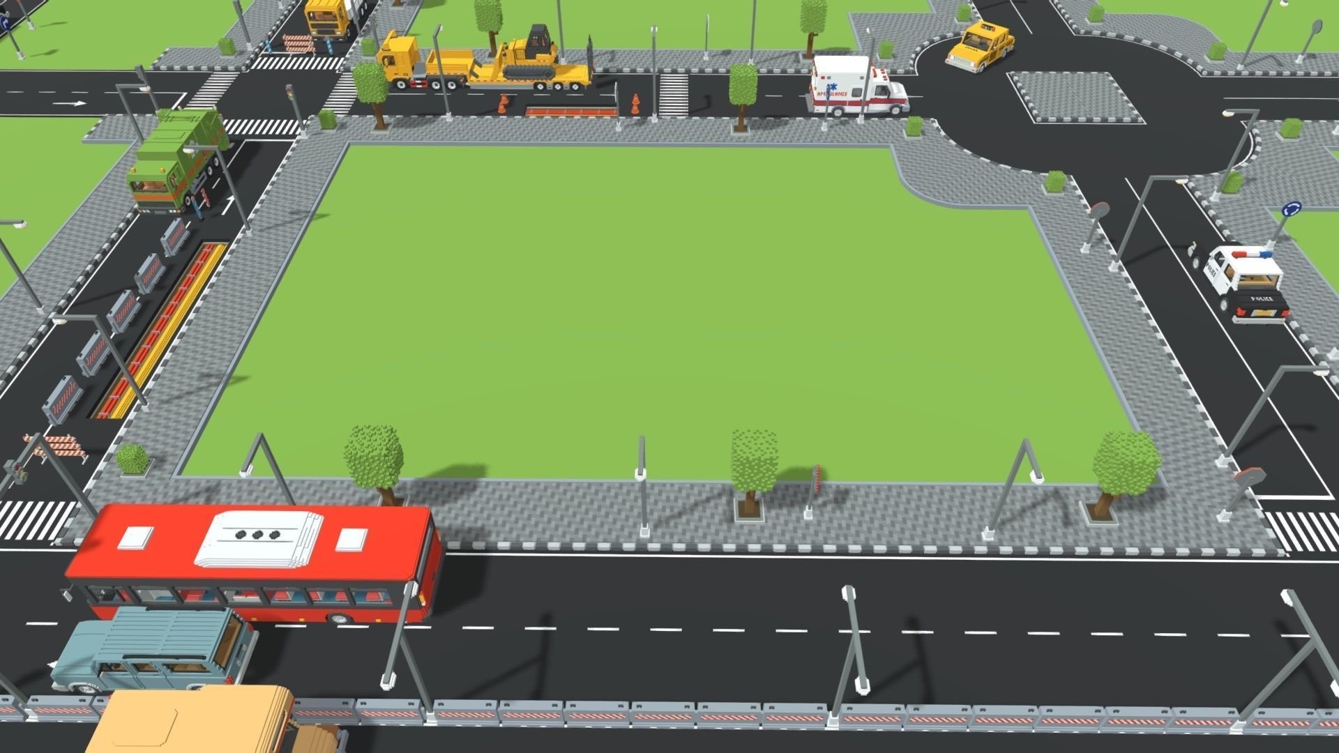 Voxel Road Sections And Signs Pack Low-poly 3D model_14