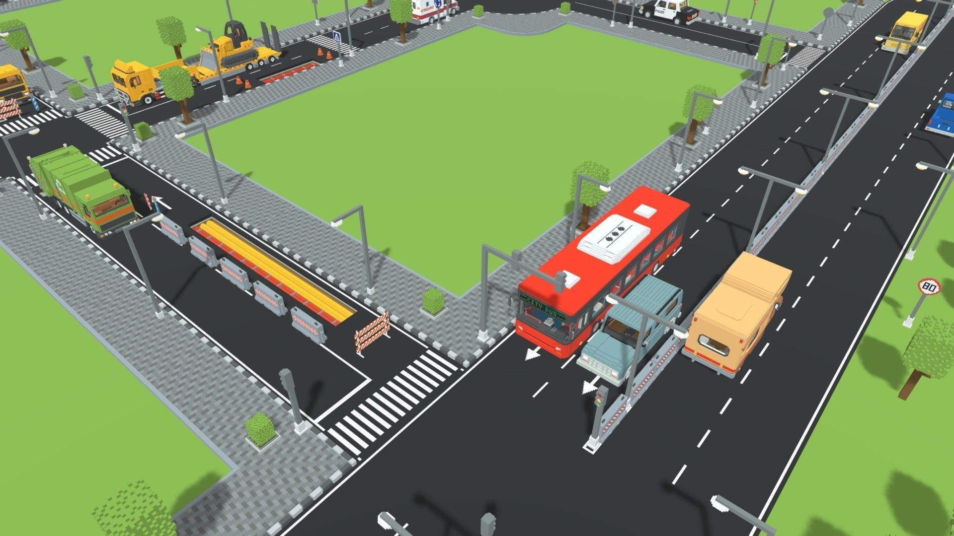 Voxel Road Sections And Signs Pack Low-poly 3D model_13