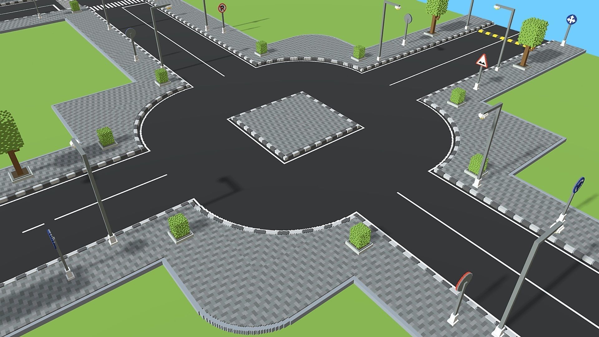 Voxel Road Sections And Signs Pack Low-poly 3D model_3