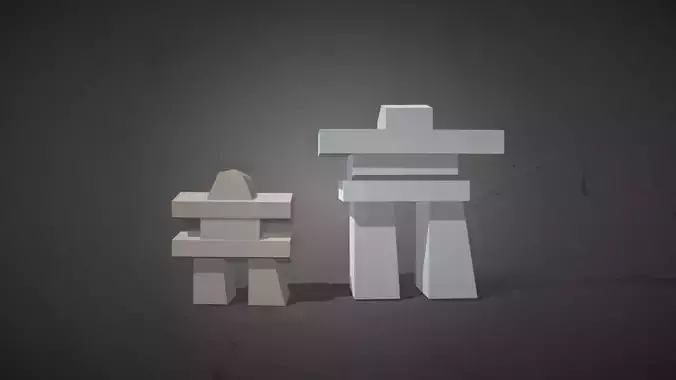 A pair of lowpoly Inukshuk 