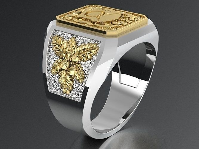signet ring with heraldic   3D print model
