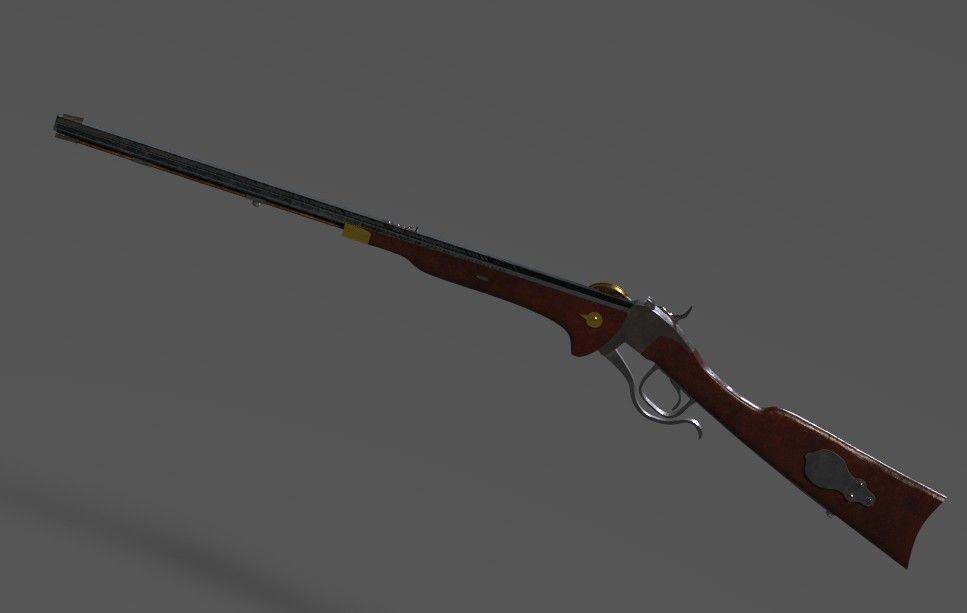Rifle PBR tetxured Low-poly 3D model_1